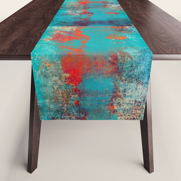 Aztec Turquoise Stone Abstract Texture Design Art Table Runner Gallery Image 1