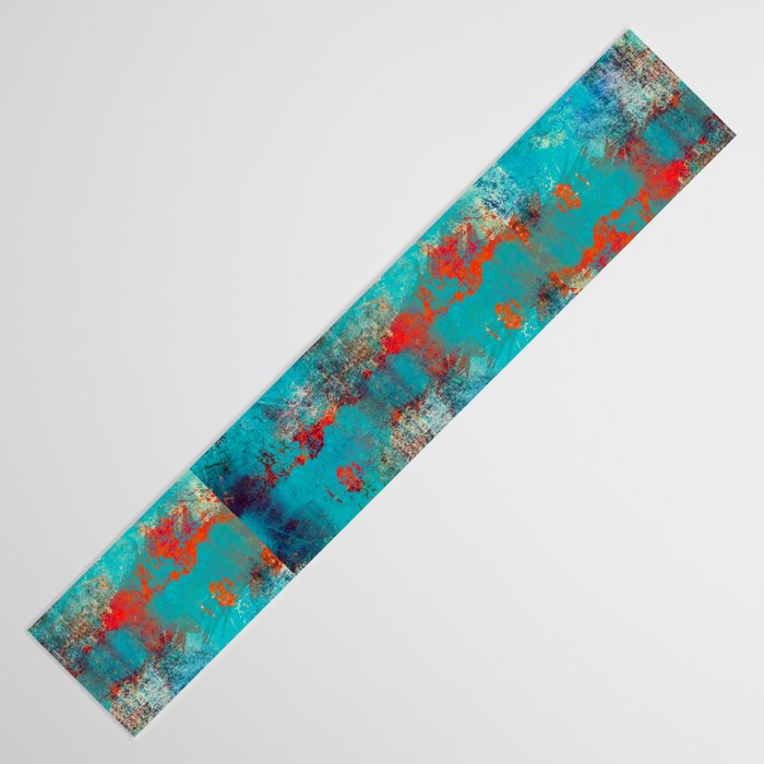 Aztec Turquoise Stone Abstract Texture Design Art Table Runner Gallery Image 3