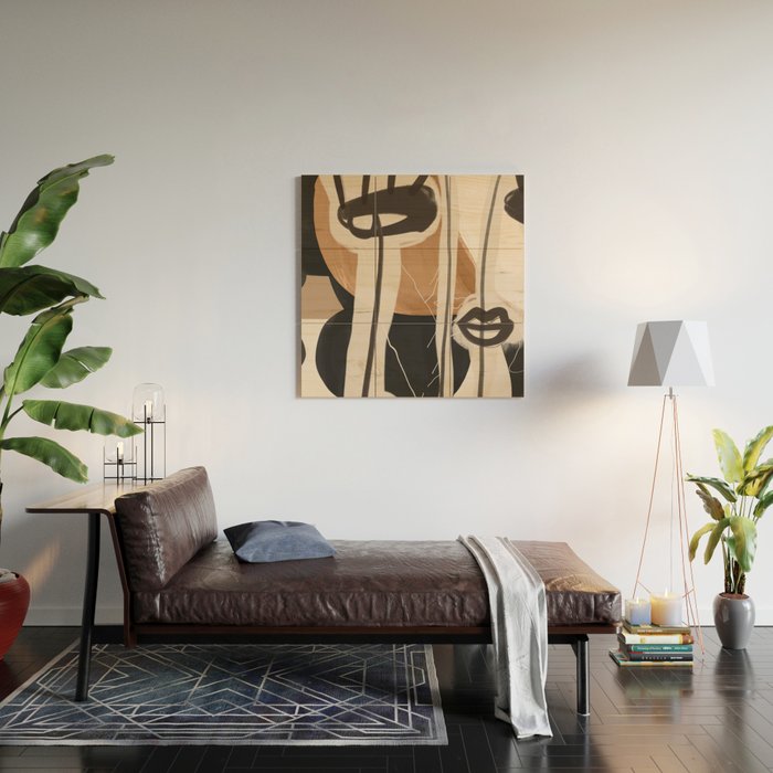 Modern Abstract Art Face 23 Wood Wall Art Gallery Image 2