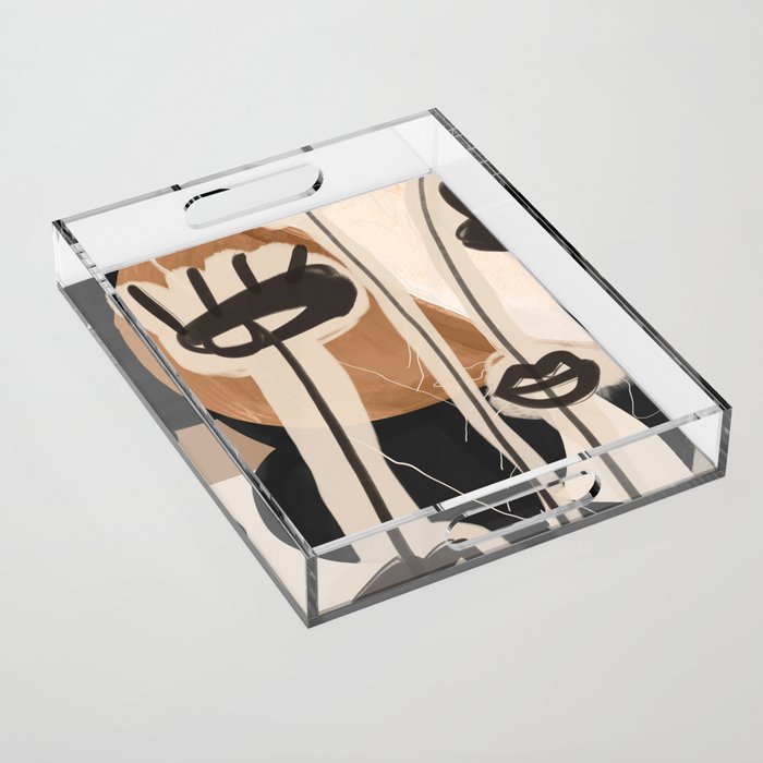 Modern Abstract Art Face 23 Acrylic Tray Gallery Image 1