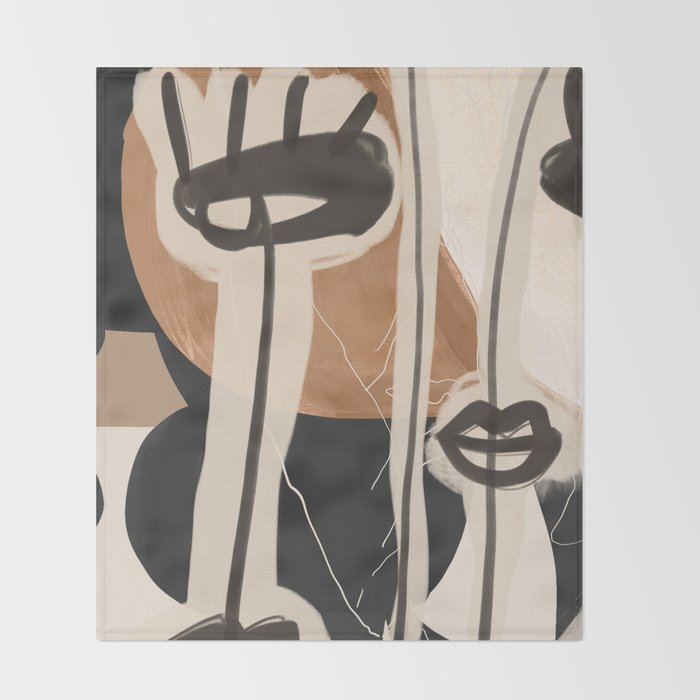 Modern Abstract Art Face 23 Throw Blanket Gallery Image 2