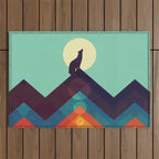Howling Wild Wolf Outdoor Rug Gallery Image 1