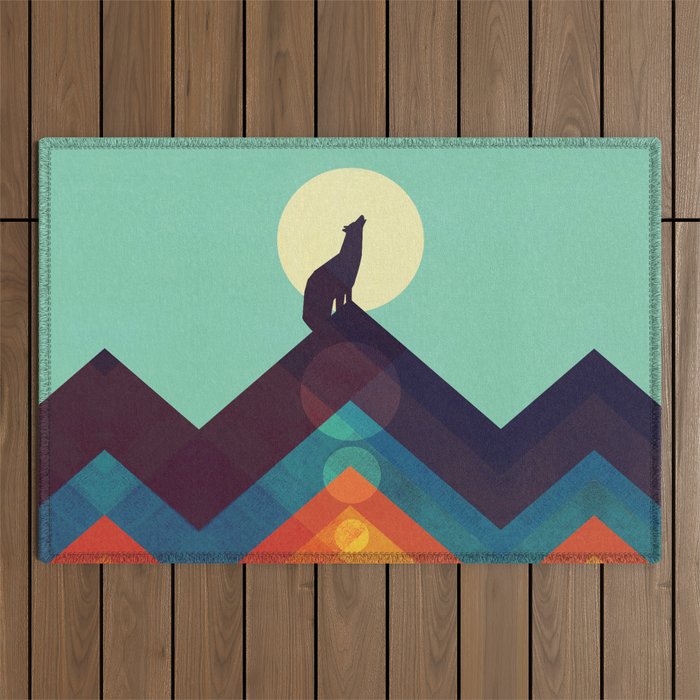 Howling Wild Wolf Outdoor Rug Gallery Image 1