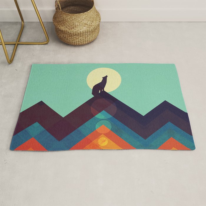 Howling Wild Wolf Rug Gallery Image 1