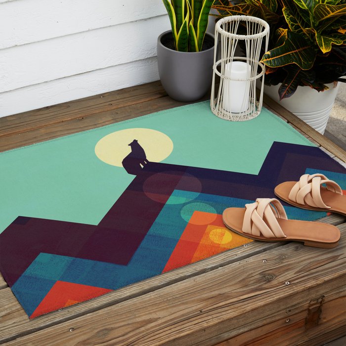 Howling Wild Wolf Outdoor Rug Gallery Image 2