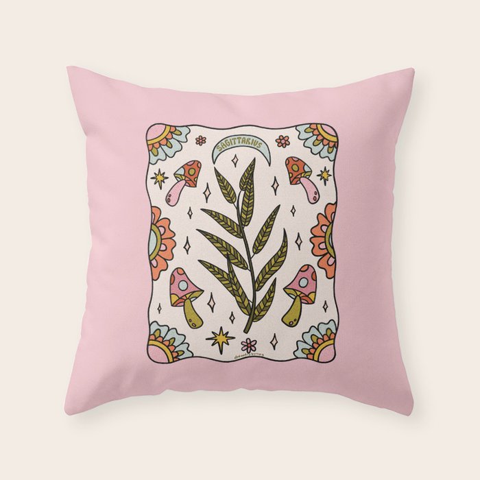 Sagittarius Leaf Throw Pillow Gallery Image 1