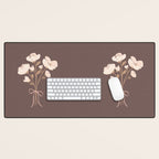 Delicate bouquet of flowers with bow - Peach and mocha copper Desk Mat Gallery Image 1