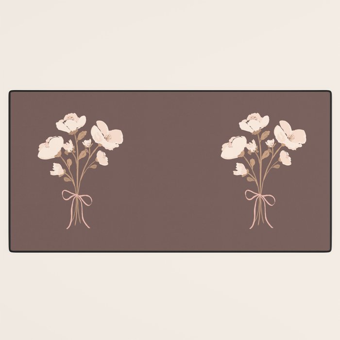 Delicate bouquet of flowers with bow - Peach and mocha copper Desk Mat Gallery Image 3