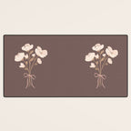 Delicate bouquet of flowers with bow - Peach and mocha copper Desk Mat Gallery Image 3