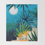 Spooky Night In The Jungle - Tropical Landscape Illustration Throw Blanket Gallery Image 2