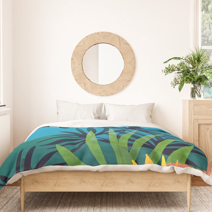 Spooky Night In The Jungle - Tropical Landscape Illustration Duvet Cover Gallery Image 3