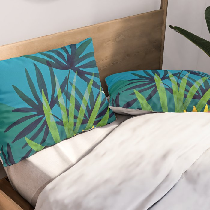 Spooky Night In The Jungle - Tropical Landscape Illustration Pillow Sham Gallery Image 2