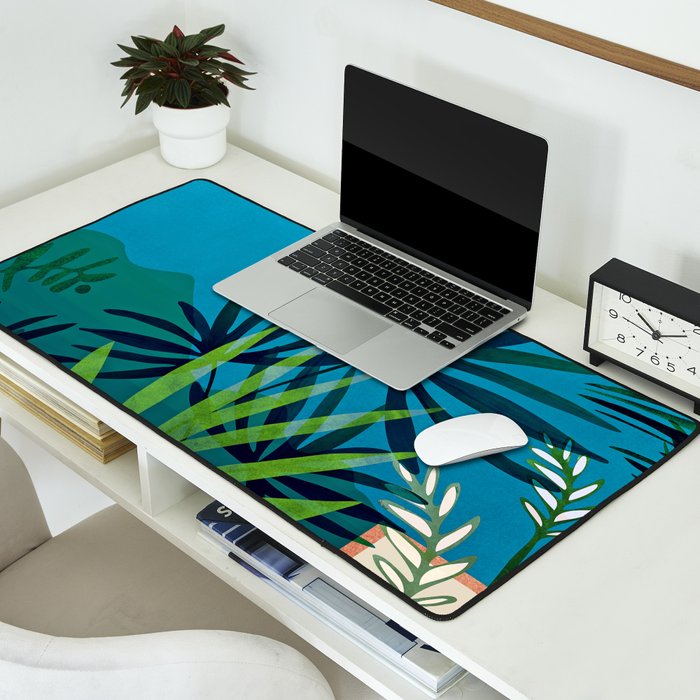 Spooky Night In The Jungle - Tropical Landscape Illustration Desk Mat Gallery Image 2