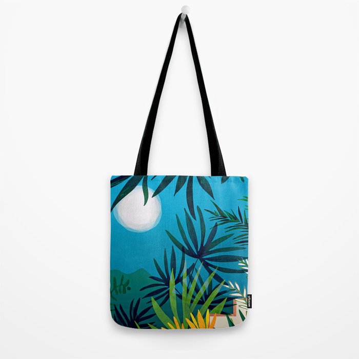 Spooky Night In The Jungle - Tropical Landscape Illustration Tote Bag Gallery Image 2