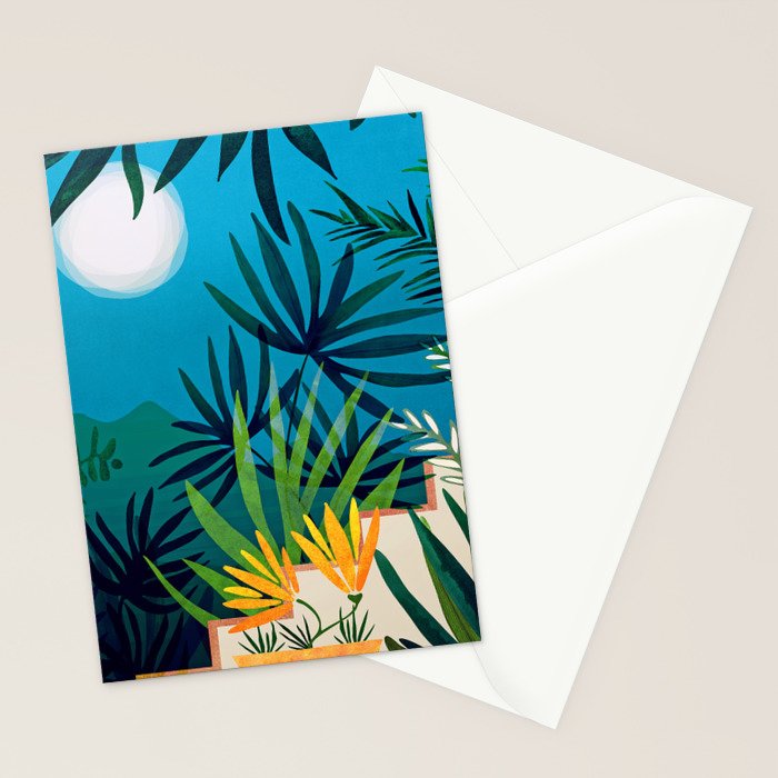Spooky Night In The Jungle - Tropical Landscape Illustration Stationery Card Gallery Image 2