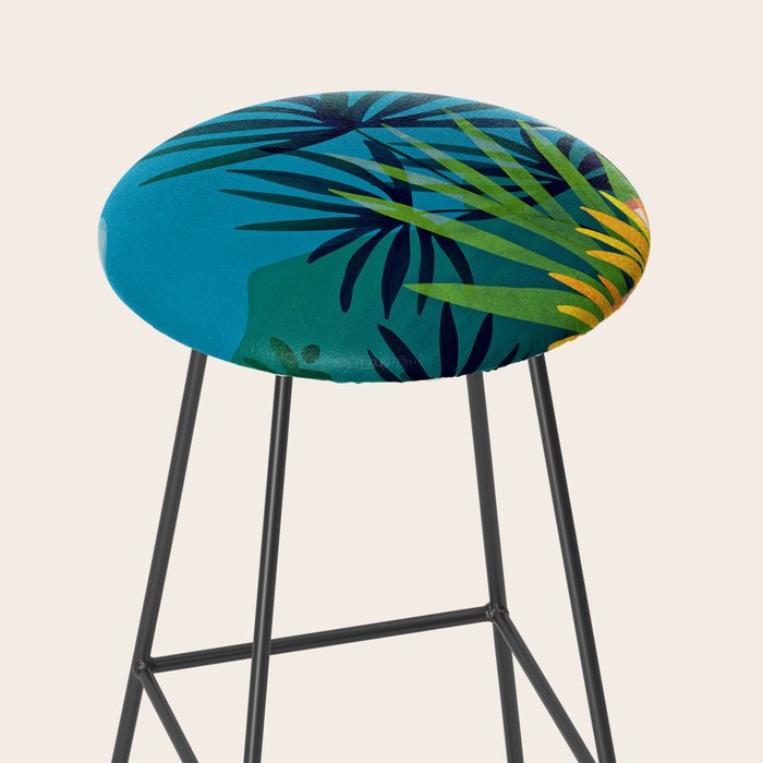 Spooky Night In The Jungle - Tropical Landscape Illustration Stool Gallery Image 2