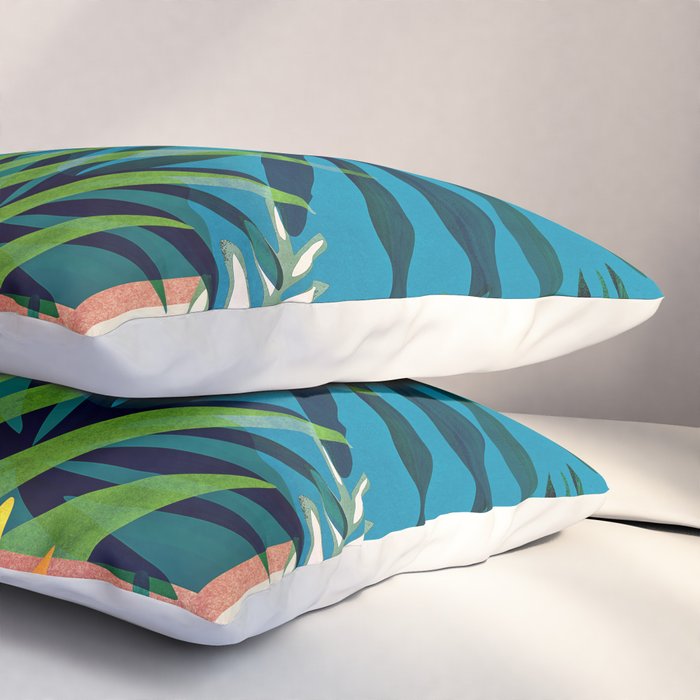 Spooky Night In The Jungle - Tropical Landscape Illustration Pillow Sham Gallery Image 3