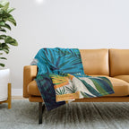 Spooky Night In The Jungle - Tropical Landscape Illustration Throw Blanket Gallery Image 1