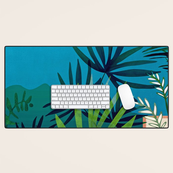 Spooky Night In The Jungle - Tropical Landscape Illustration Desk Mat Gallery Image 1