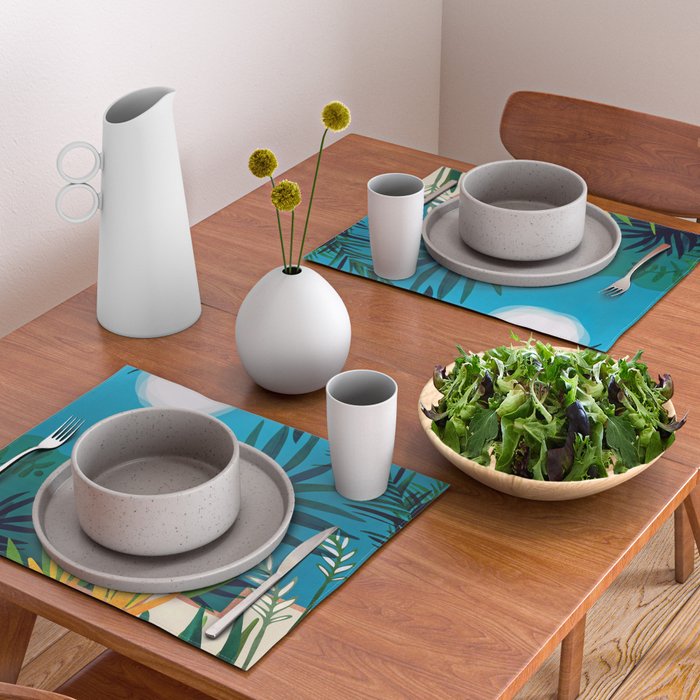 Spooky Night In The Jungle - Tropical Landscape Illustration Placemat Gallery Image 2