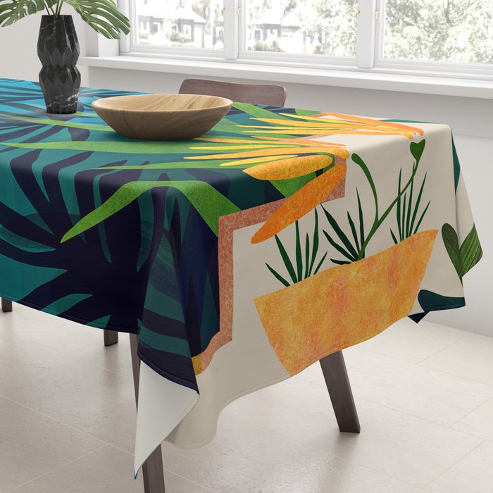 Spooky Night In The Jungle - Tropical Landscape Illustration Tablecloth Gallery Image 3