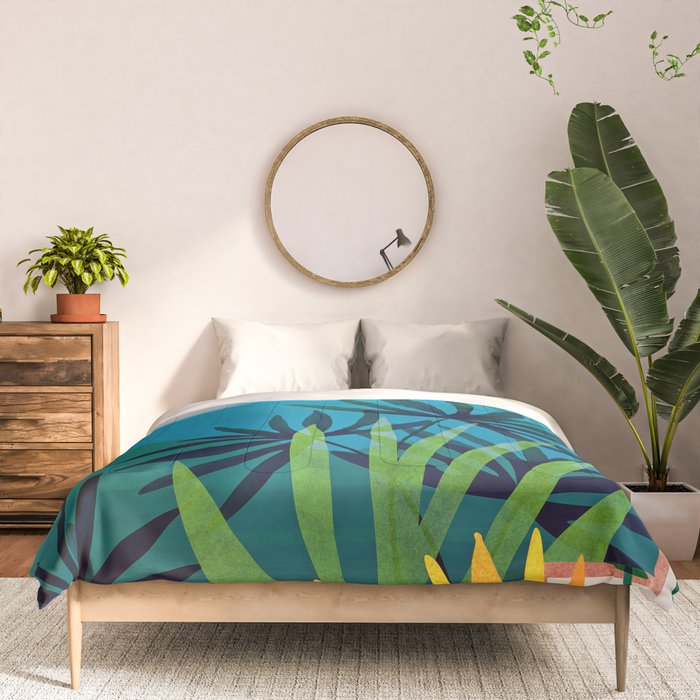 Spooky Night In The Jungle - Tropical Landscape Illustration Comforter Gallery Image 3