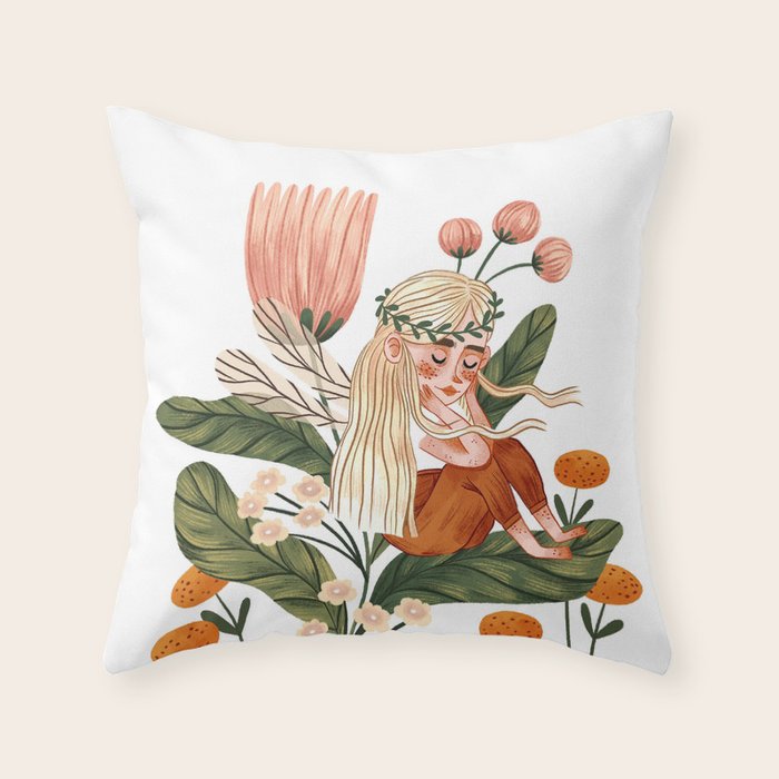Flower Fairy Throw Pillow Gallery Image 1