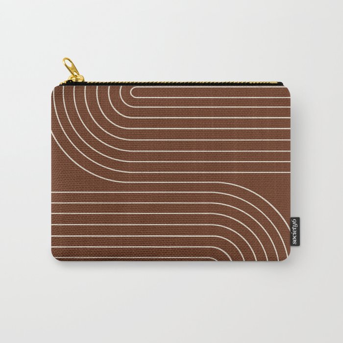 Minimal Line Curvature XIX Brick Red Mid Century Modern Arch Abstract Carry All Pouch Gallery Image 1