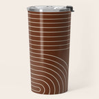 Minimal Line Curvature XIX Brick Red Mid Century Modern Arch Abstract Travel Mug Gallery Image 2