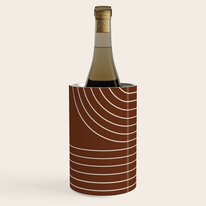 Minimal Line Curvature XIX Brick Red Mid Century Modern Arch Abstract Wine Chiller Gallery Image 2