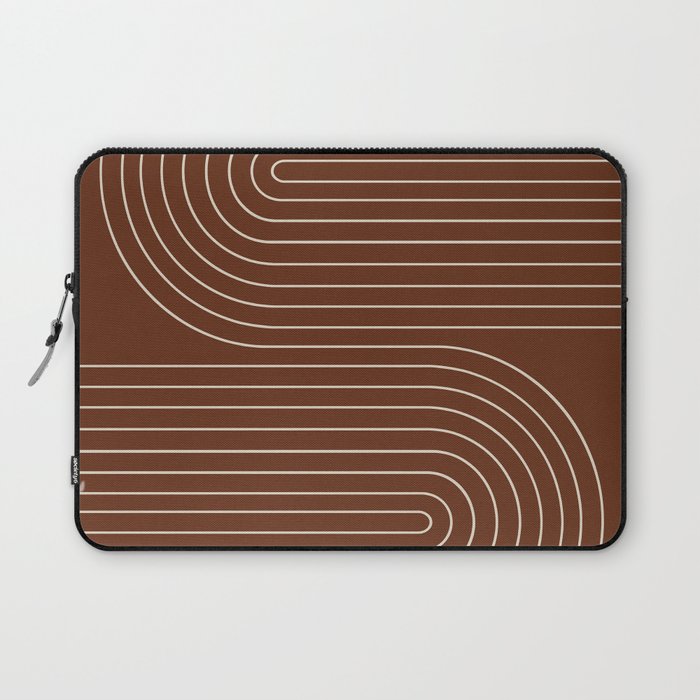 Minimal Line Curvature XIX Brick Red Mid Century Modern Arch Abstract Laptop Sleeve Gallery Image 1