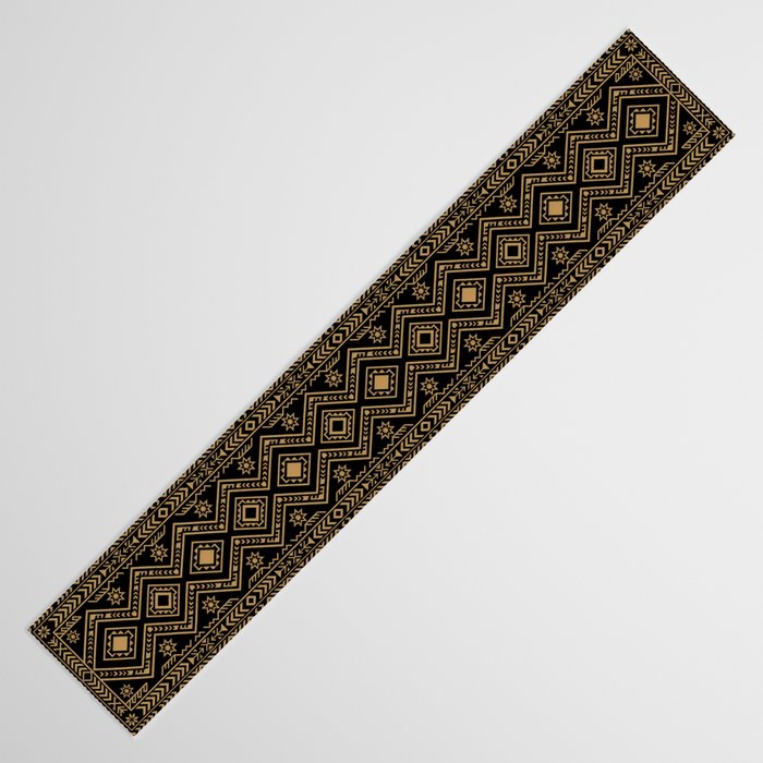 Intricate Gold and Black Tribal Surface Pattern Table Runner Gallery Image 3