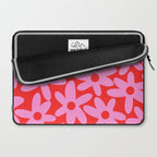 Daisy Time Floral Pattern in Preppy Pink and Red Laptop Sleeve Gallery Image 2