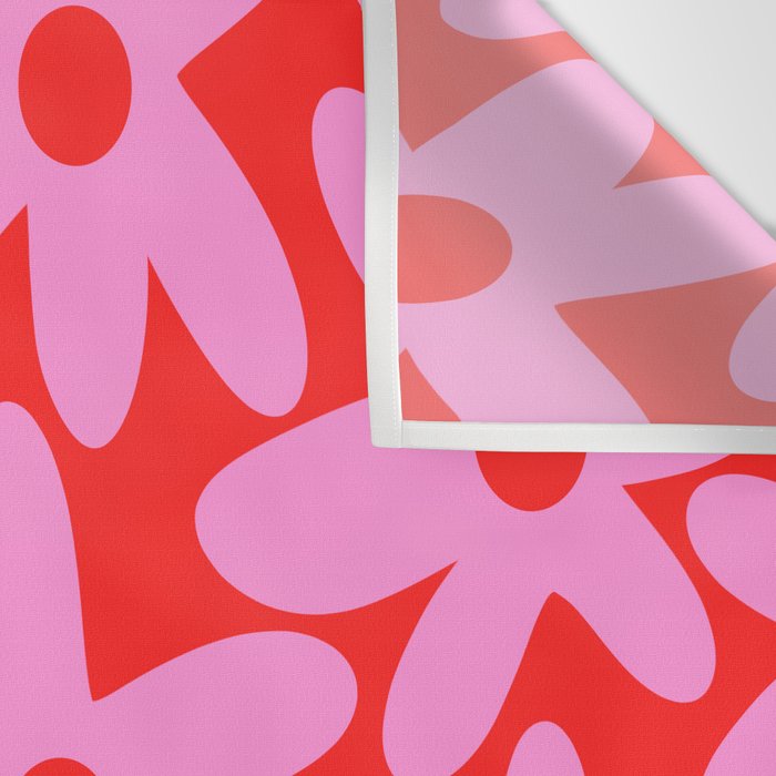 Daisy Time Floral Pattern in Preppy Pink and Red Wall Tapestry Gallery Image 3