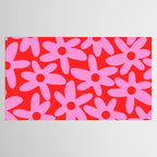 Daisy Time Floral Pattern in Preppy Pink and Red Tablecloth Gallery Image 2