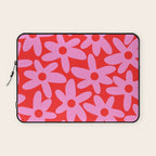 Daisy Time Floral Pattern in Preppy Pink and Red Laptop Sleeve Gallery Image 1