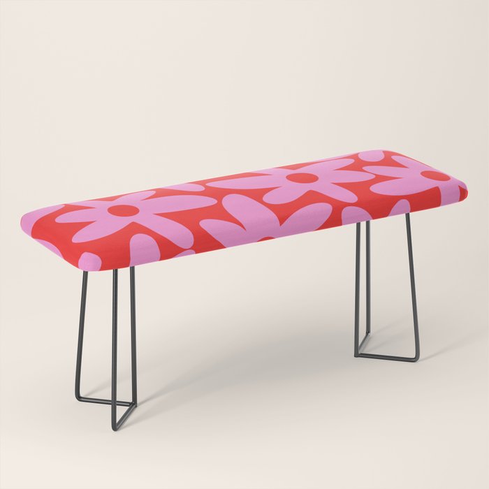 Daisy Time Floral Pattern in Preppy Pink and Red Bench Gallery Image 1