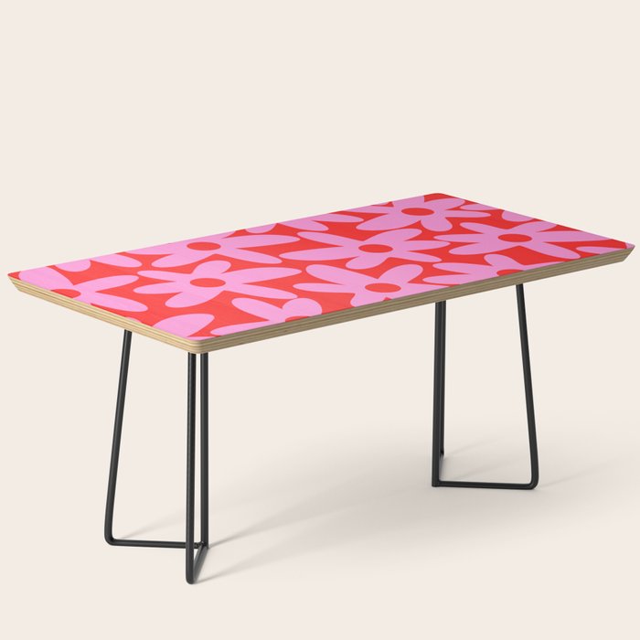 Daisy Time Floral Pattern in Preppy Pink and Red Coffee Table Gallery Image 1