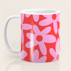 Daisy Time Floral Pattern in Preppy Pink and Red Coffee Mug Gallery Image 3