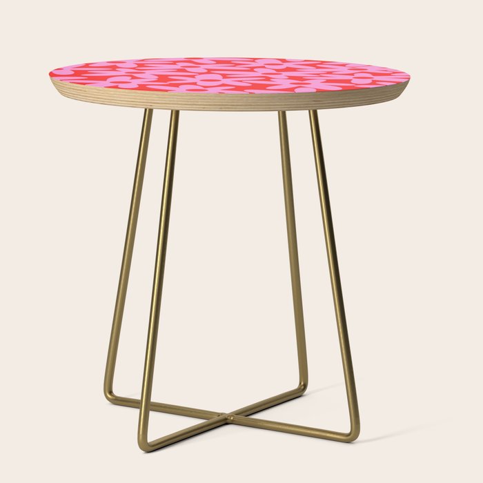 Daisy Time Floral Pattern in Preppy Pink and Red Side Table Gallery Image 1