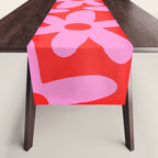 Daisy Time Floral Pattern in Preppy Pink and Red Table Runner Gallery Image 1