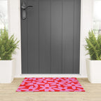 Daisy Time Floral Pattern in Preppy Pink and Red Welcome Mat Gallery Image 3