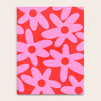 Daisy Time Floral Pattern in Preppy Pink and Red Notebook Gallery Image 4