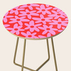 Daisy Time Floral Pattern in Preppy Pink and Red Side Table Gallery Image 2