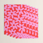 Daisy Time Floral Pattern in Preppy Pink and Red Wrapping Paper Gallery Image 3