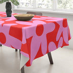 Daisy Time Floral Pattern in Preppy Pink and Red Tablecloth Gallery Image 3