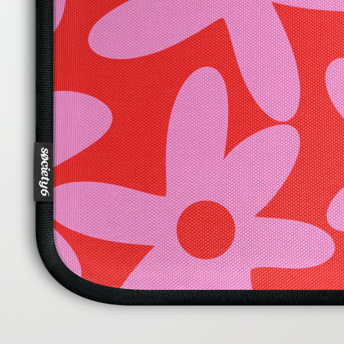 Daisy Time Floral Pattern in Preppy Pink and Red Laptop Sleeve Gallery Image 3