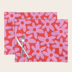 Daisy Time Floral Pattern in Preppy Pink and Red Placemat Gallery Image 1