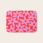 Daisy Time Floral Pattern in Preppy Pink and Red Bath Mat Gallery Image 1
