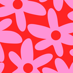 Daisy Time Floral Pattern in Preppy Pink and Red Coffee Mug Gallery Image 2
